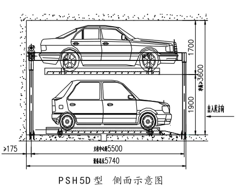 PSH5D型正/側(cè)面、俯視示意圖